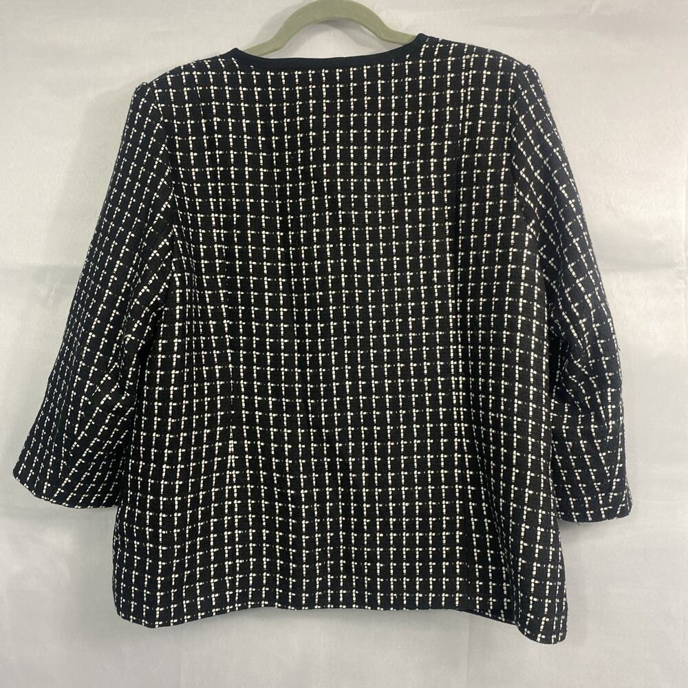 Judy Bond Blazer Womens 16 Tweed Black Check Jacket Fringe Boucle Office Boxy - Picture 8 of 13
